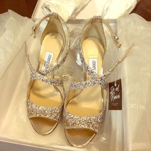BARND NEW Jimmy Choo Emily glitter silver 100cm